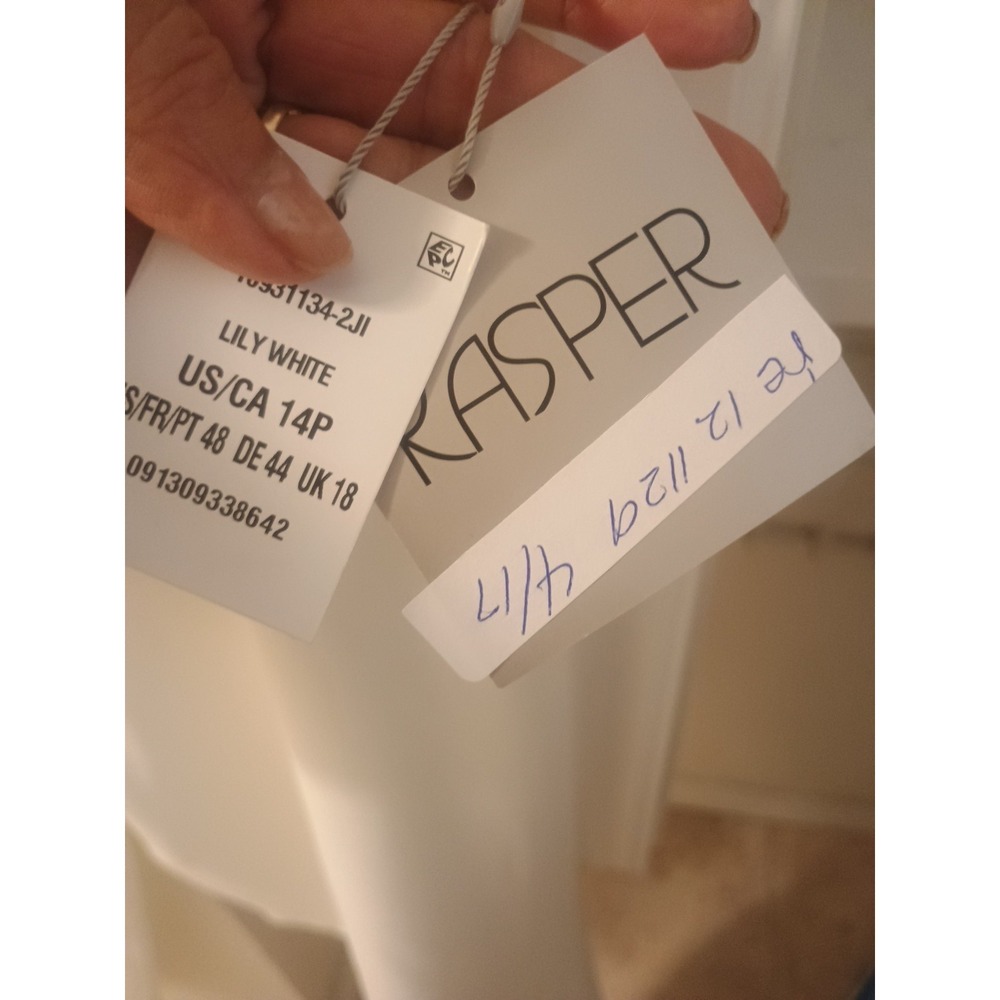 Kasper Women's Dress Pants white Front Crease Wide Leg Dress NWT Size 14P - Picture 5 of 7